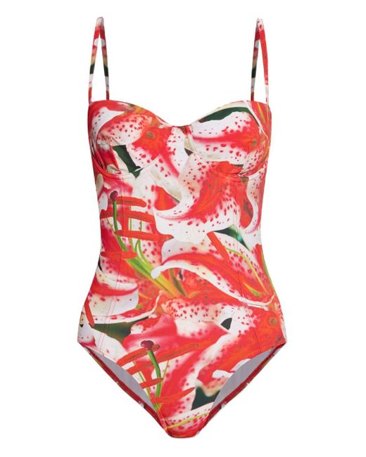 Tory Burch Red Badeanzug Mit Blumenmuster