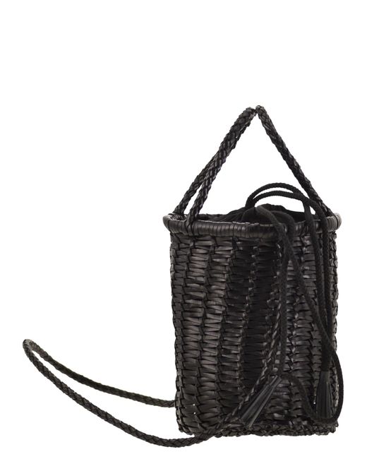 Dragon Black Lina Mini Woven Leather Bag
