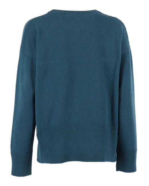 PHI FDL Blue Ls Crew Neck Over Sweater Virgin Wool Cashmere Crewneck