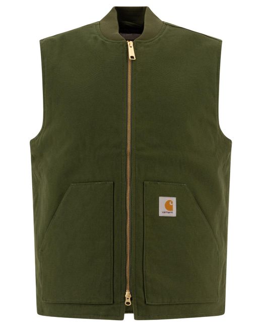 Carhartt Green Vest Jacket With Patch Logo for men