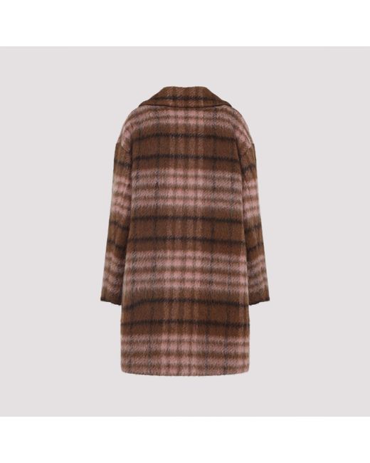 Moschino Brown Checked Coat