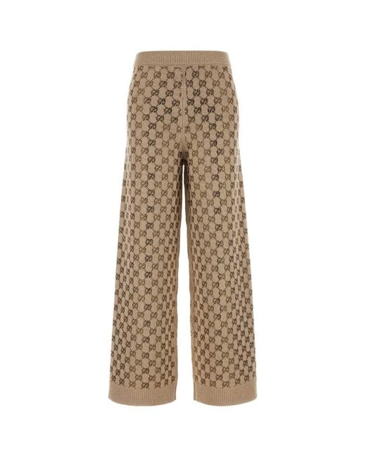 Gucci Natural Embellished Wool Blend Joggers