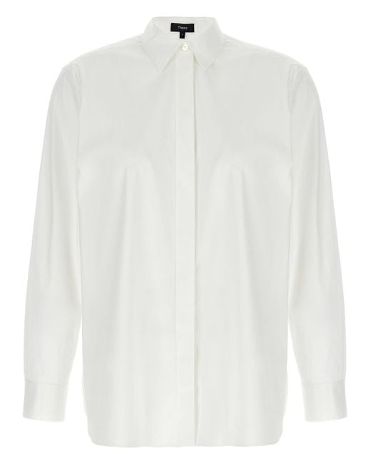 Teoría buena camisa de algodón Theory de color White