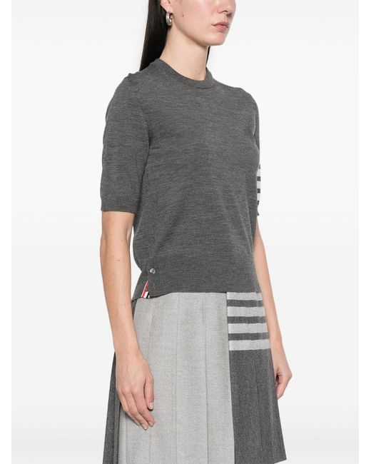 Thom Browne Gray Wool Crewneck Sweater
