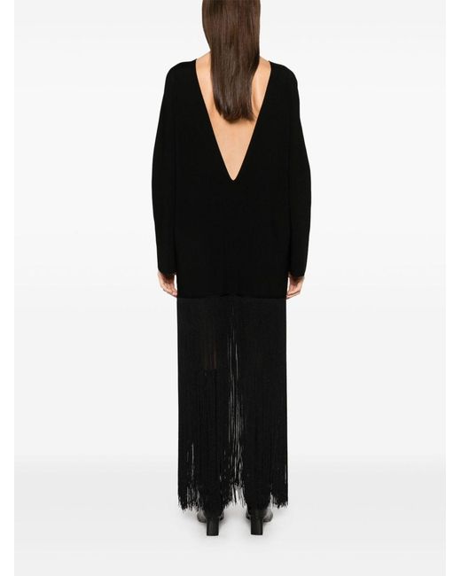Khaite Black Paley Fringed Dress