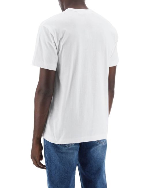 COMME DES GARÇONS PLAY White Comme des Garcons spielen "runde Nacken -T -Shirt mit Herzmuster