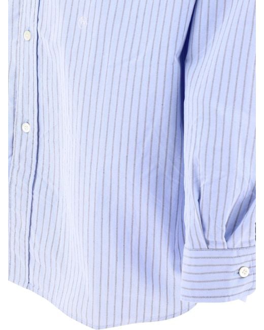 Nanamica Blue "Wind" Striped Shirt for men