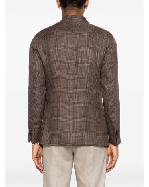 Boglioli Brown Linen Double-Breasted Jacket for men