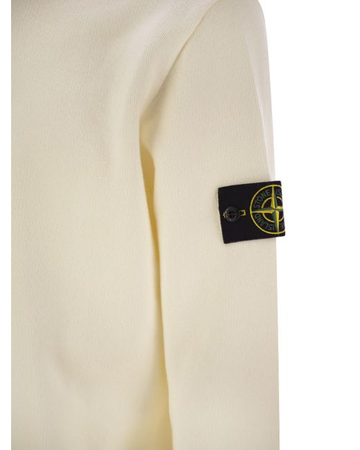 Jumper del cuello de la tripulación de la mezcla de algodón de la isla de piedra Stone Island de hombre de color White