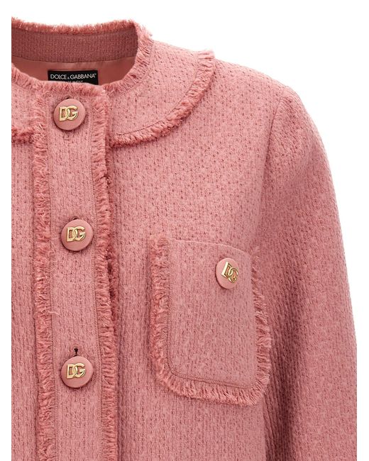 Dolce & Gabbana Pink Wool Blazer With Front Pockets