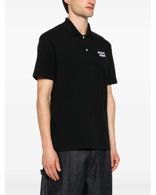 Polo de l'écriture de la Maison Kitsune avec de la broderie Maison Kitsuné pour homme en coloris Black