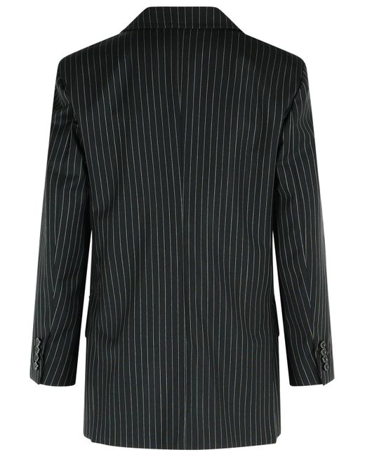 Max Mara Black 'Mattia' schwarzer weißer Nadelstreifen -Wolle Blazer