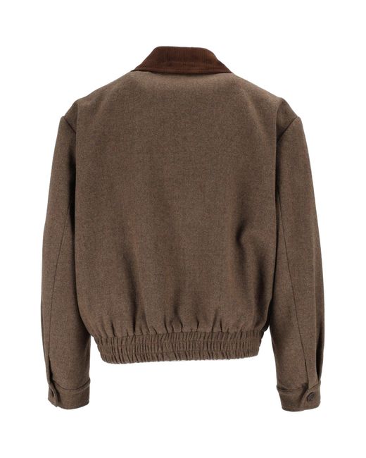 ELEH Brown Cropped Corduroy Collar Jacket