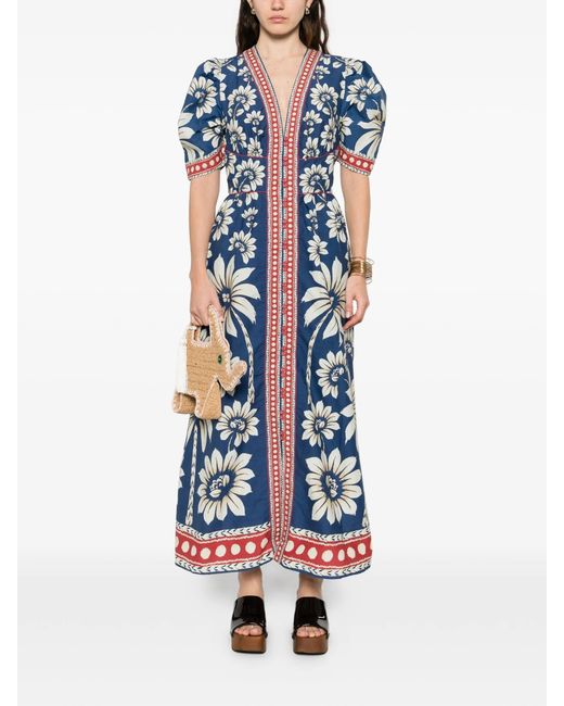 Farm Rio Blue Maxi FARM Rio Luna Maxi Dress in Blue | Lyst Canada