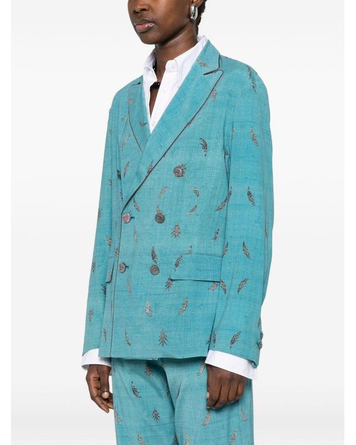 Pierre Louis Mascia Blue Bedruckte Seidenjacke