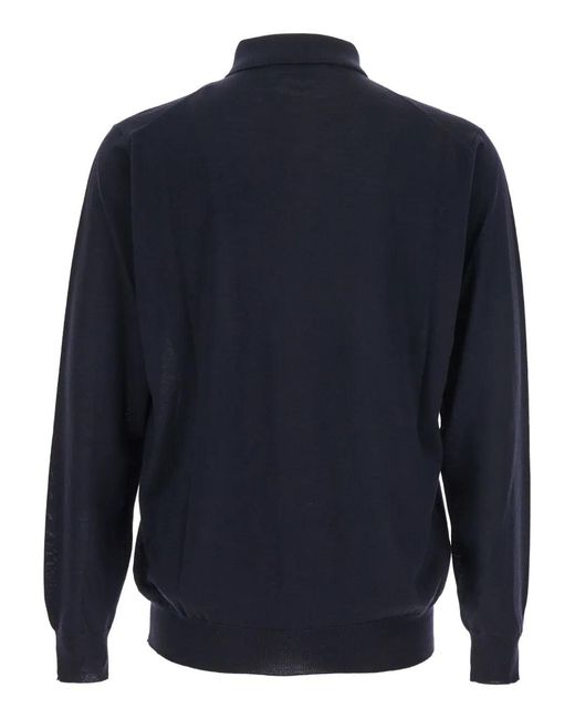 Lardini Gray Long-Sleeved Knit Polo for men