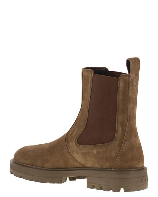 H673 Suede Chelsea Bottes Hogan pour homme en coloris Brown