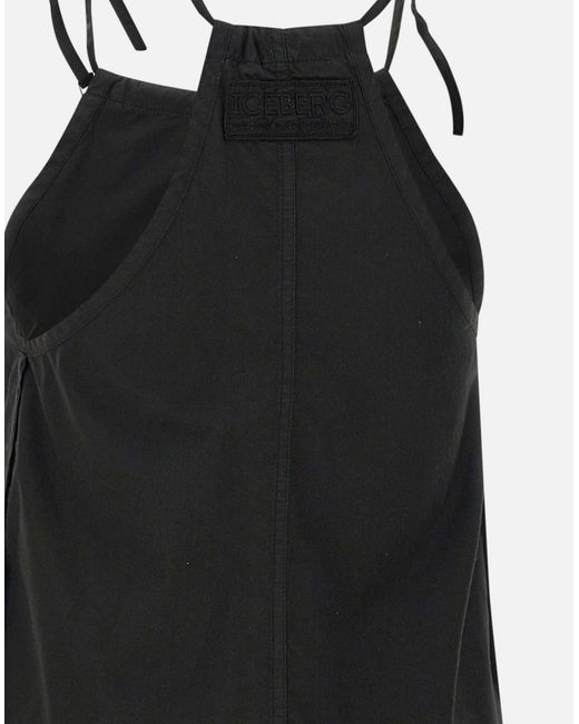 Negros algodón de algodón top halter Iceberg de color Black