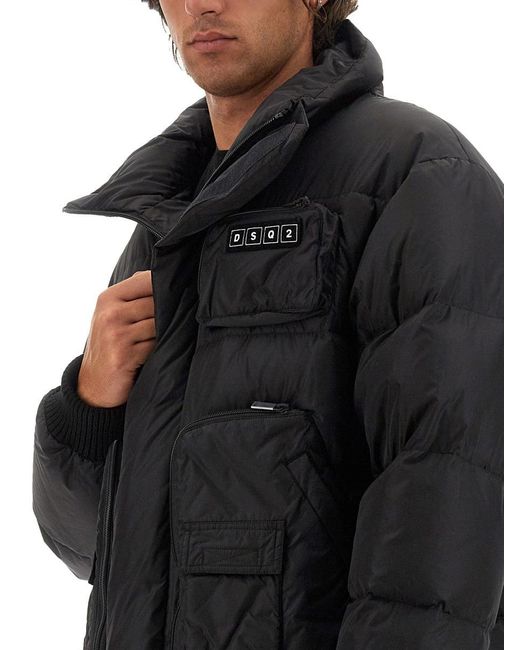 DSquared² Black Down Jacket With Logo for men