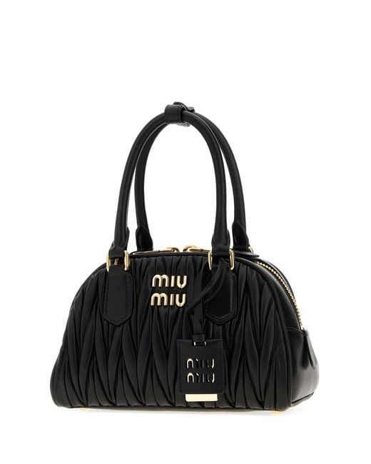 Miu Miu Black Nappa Leather Arcadie Handbag
