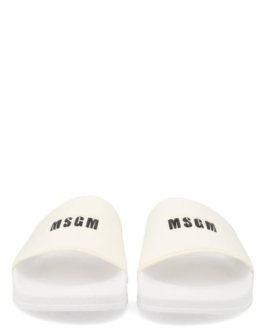 MSGM White Slide Con Logo for men