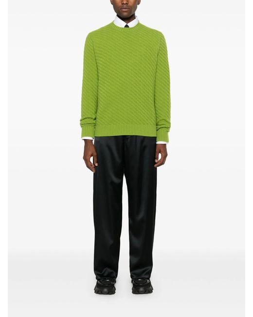 Prada Green Ribbed-Knit Jumper for men