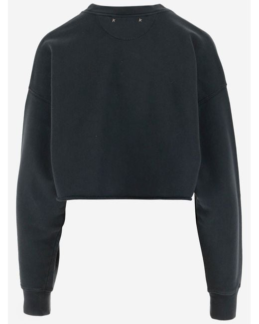 Golden Goose Deluxe Brand Black Cotton Sweatshirt With Crystals