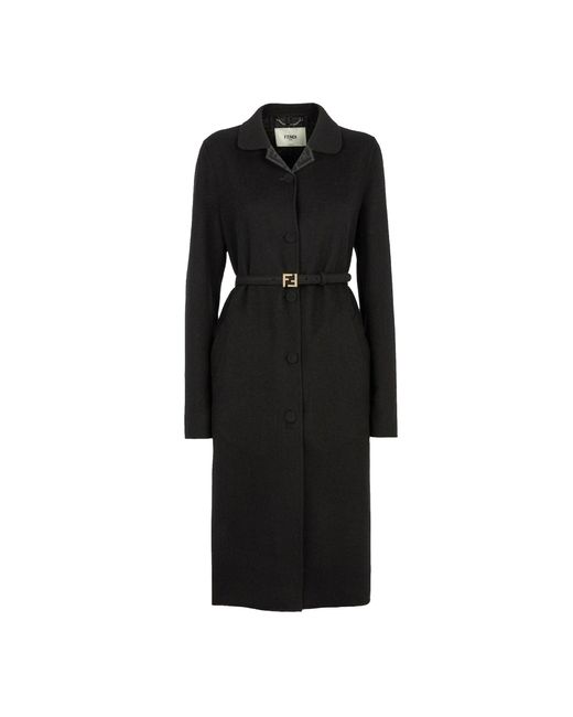 Manteau de laine Fendi en coloris Black