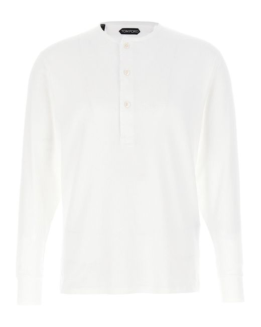 Tom Ford Ribbed Cotton T-Shirt in White für Herren