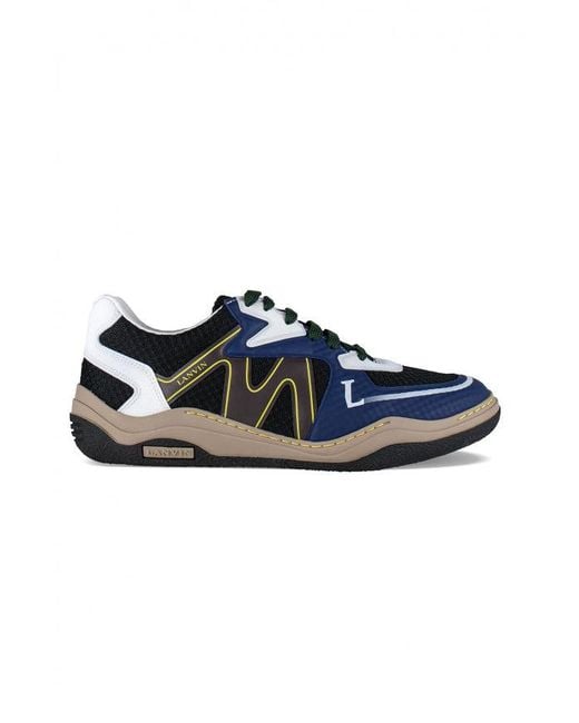 Lanvin Blue Low-Top Mesh Sneakers With Contrasting Inserts