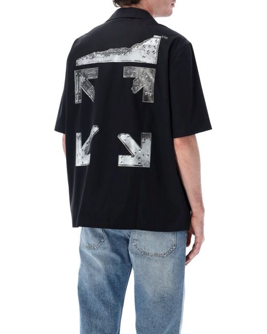 Off-White c/o Virgil Abloh Black Metal Arrow Short Sleeve Bowling Shirt Cotton for men