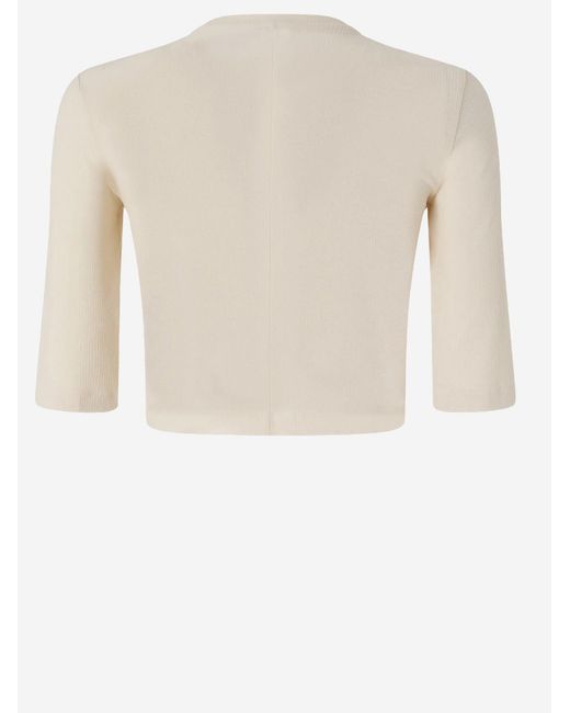 Pinko Natural Kimberly Cropped Sweater With Chain