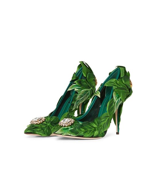 Dolce & Gabbana Leaf Appliqué Pumps in het Green