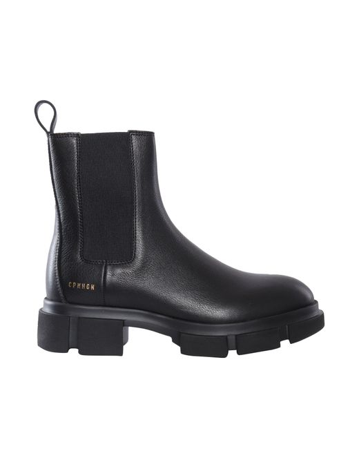 COPENHAGEN Black Smooth Leather Ankle Boots