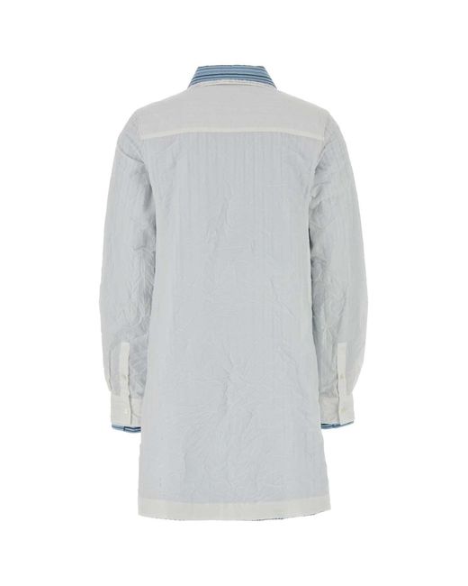 Loewe Blue Cotton Blend Shirt Dress