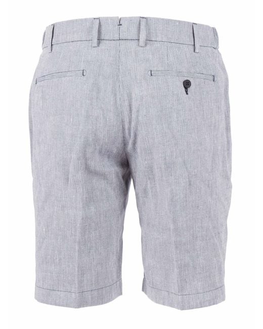 Berwich Blue Ber_Muda Elax Pants Lyocell Linen Cotton Bermuda Short for men