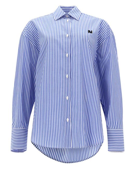 MSGM Blue Camicia Con Logo