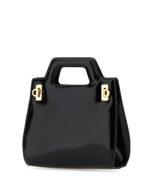 Ferragamo Black Salvatore Leather Mini Wanda Handbag