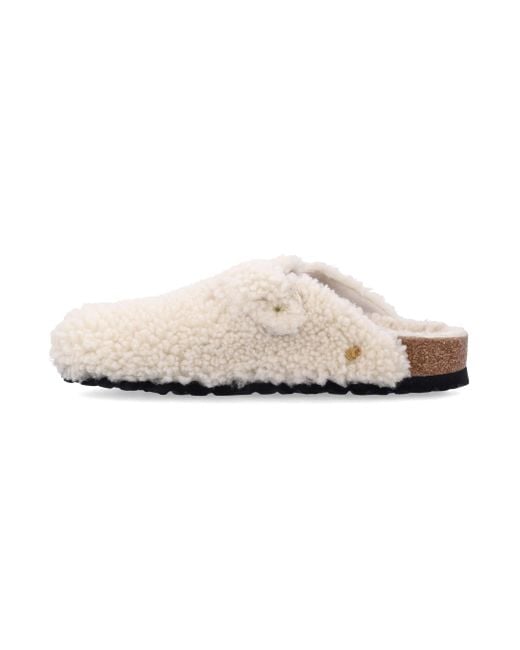 Birkenstock Natural Boston Big Buckle Teddy Shearling Slip-On Shoes