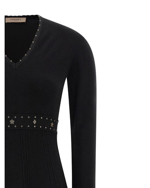 Vestido de diamantes de dianos gemelos Twinset de color Black