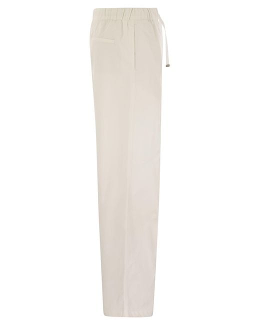 Herno White Resort Cotton Trousers With Drawstring