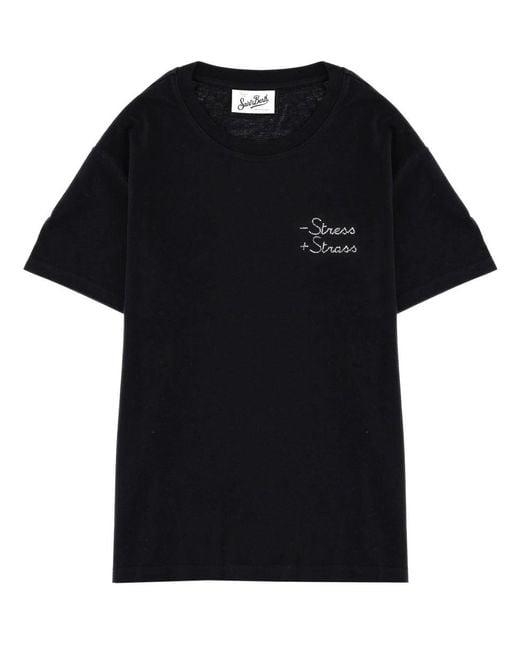 Mc2 Saint Barth Black Graphic Crew Neck T-Shirt