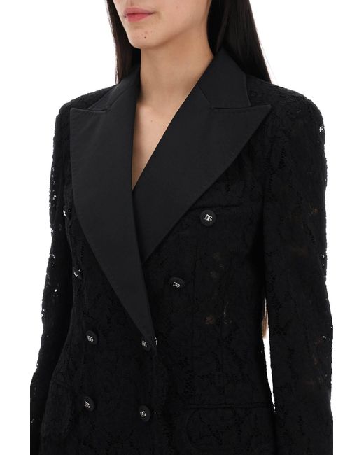 Dolce & Gabbana Turlington Double Breasted Lace Blazer in het Black