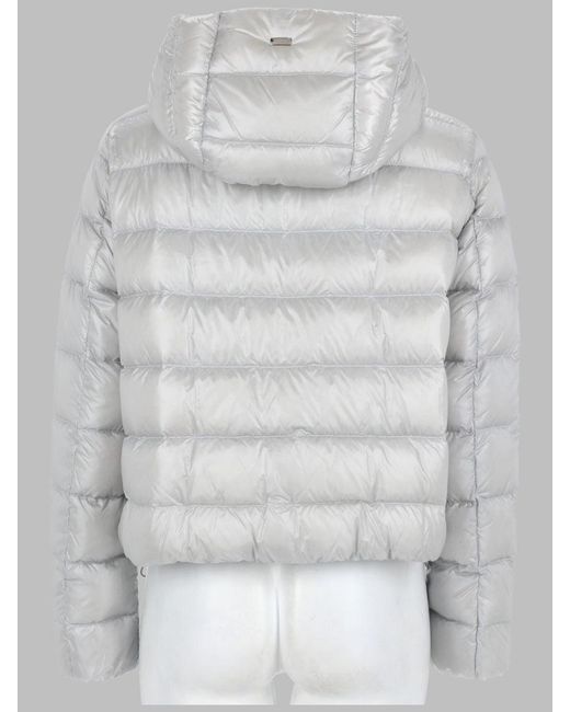 Herno Gray Cropped Hooded Puffer Jacket