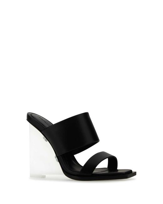 McQueen Black Leather Shard Mules for men