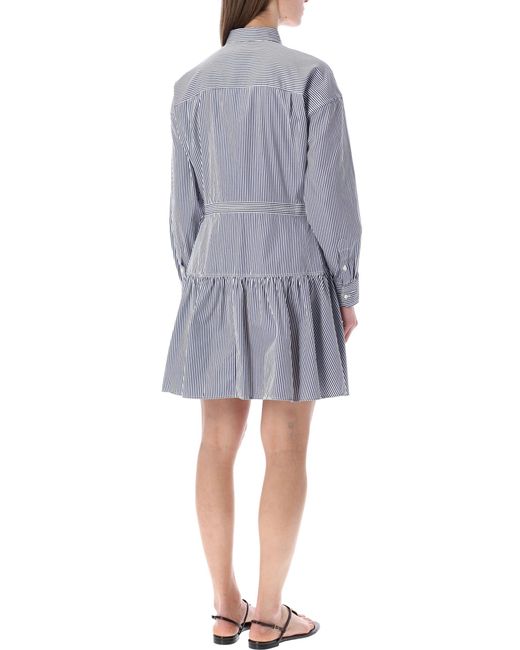 Polo Ralph Lauren Gray Striped Cotton Shirt Dress