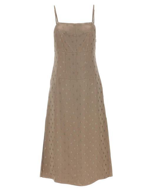 Fendi Satin Midi -jurk in het Natural