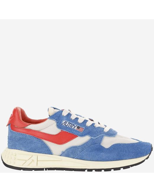 Autry Blue Reelwind Low Nylon And Suede Sneakers for men