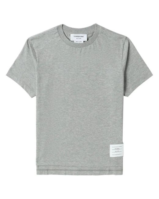 Thom Browne Gray Relaxed Fit Ss Tee With Side Slits