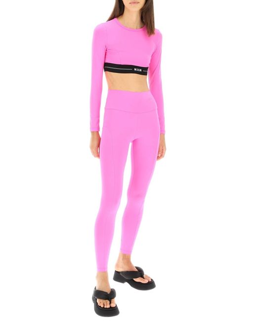 MSGM Pink Athleisure-Leggings